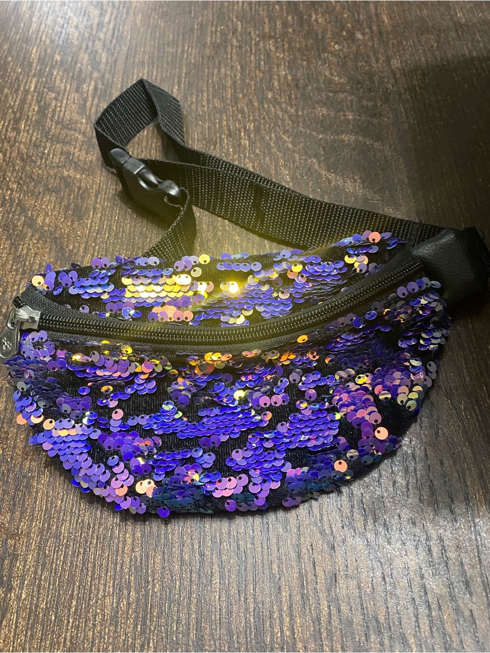 Children Sequin Fanny Pack Waist Bag - Purple Iridescent